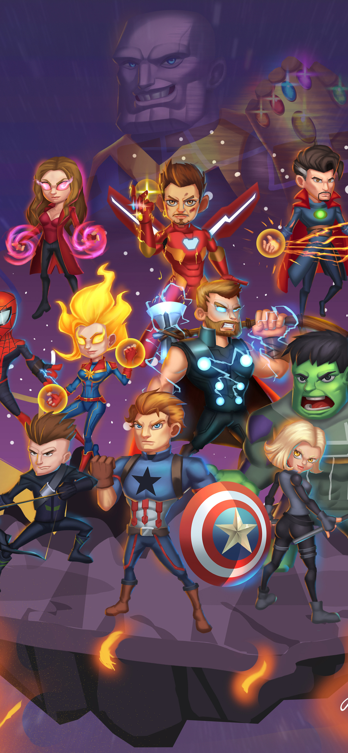 1125x2436 Chibi Avengers Endgame Art Iphone XS,Iphone 10,Iphone X HD 4k  Wallpapers, Images, Backgrounds, Photos and Pictures