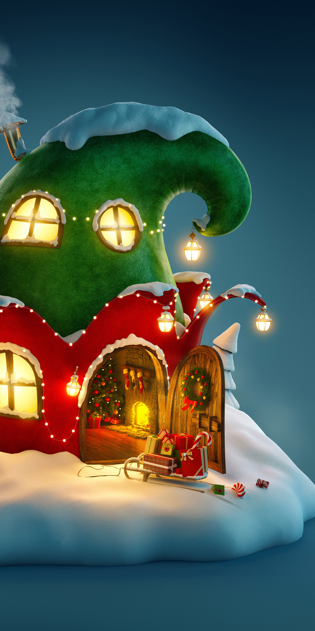 1080x2160 Christmas Fairy House 4k One Plus 5T,Honor 7x,Honor view 10 ...