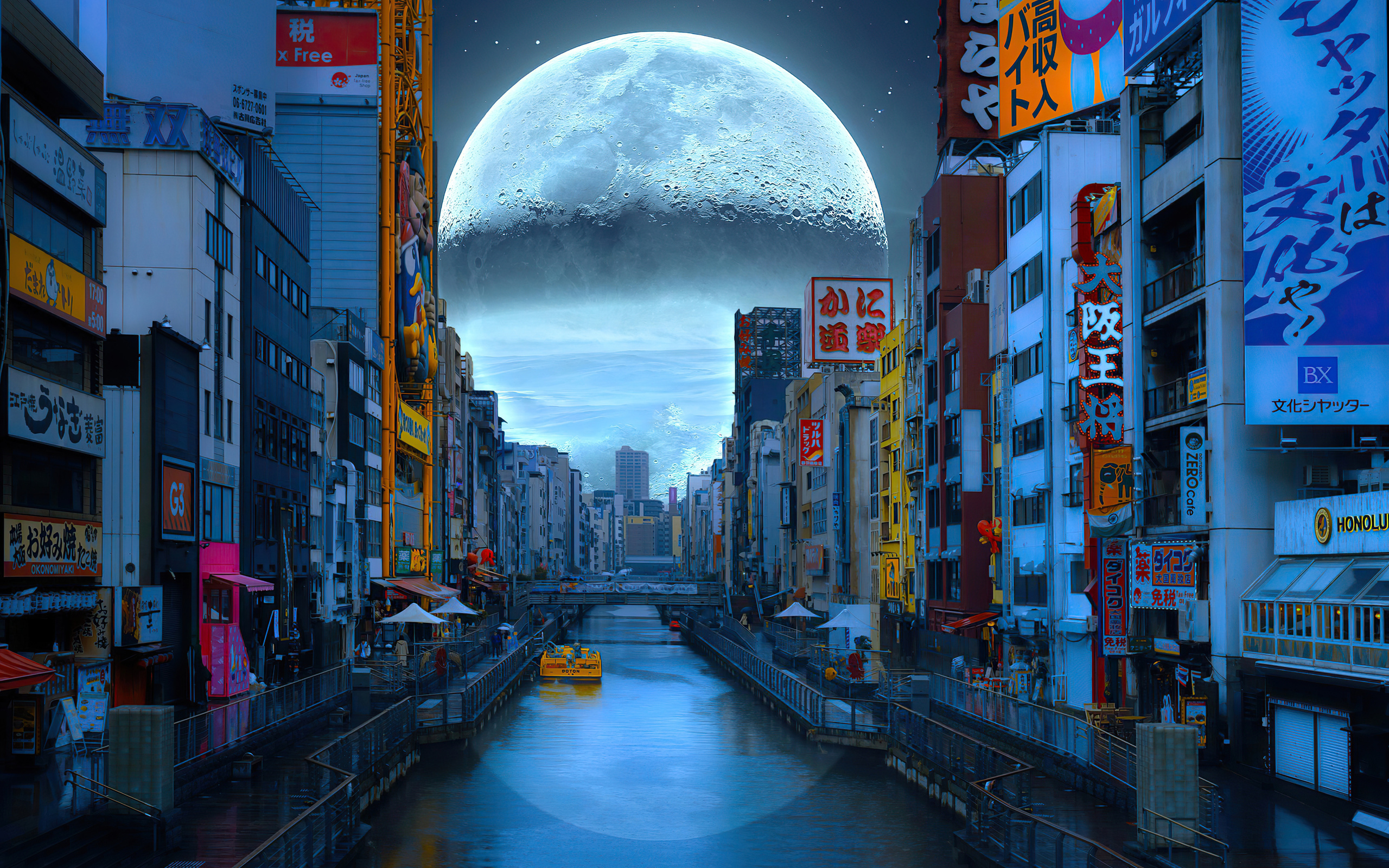2560x1600 City Building Moon Manipulation 4k 2560x1600 Resolution Hd 4k Wallpapers Images Backgrounds Photos And Pictures