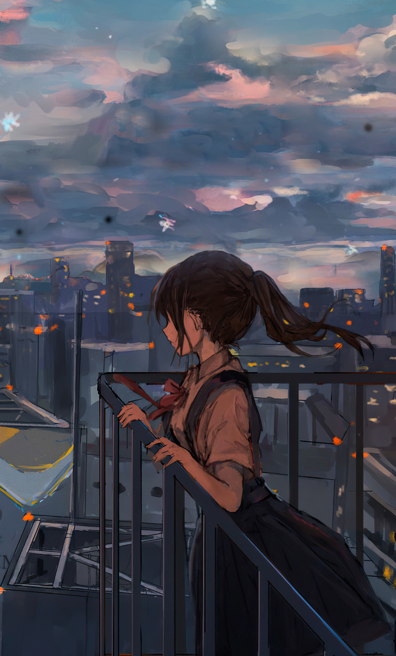 1280x2120 Cityscape Sky Anime Girl Peace Alone 4k iPhone 6+ HD 4k  Wallpapers, Images, Backgrounds, Photos and Pictures