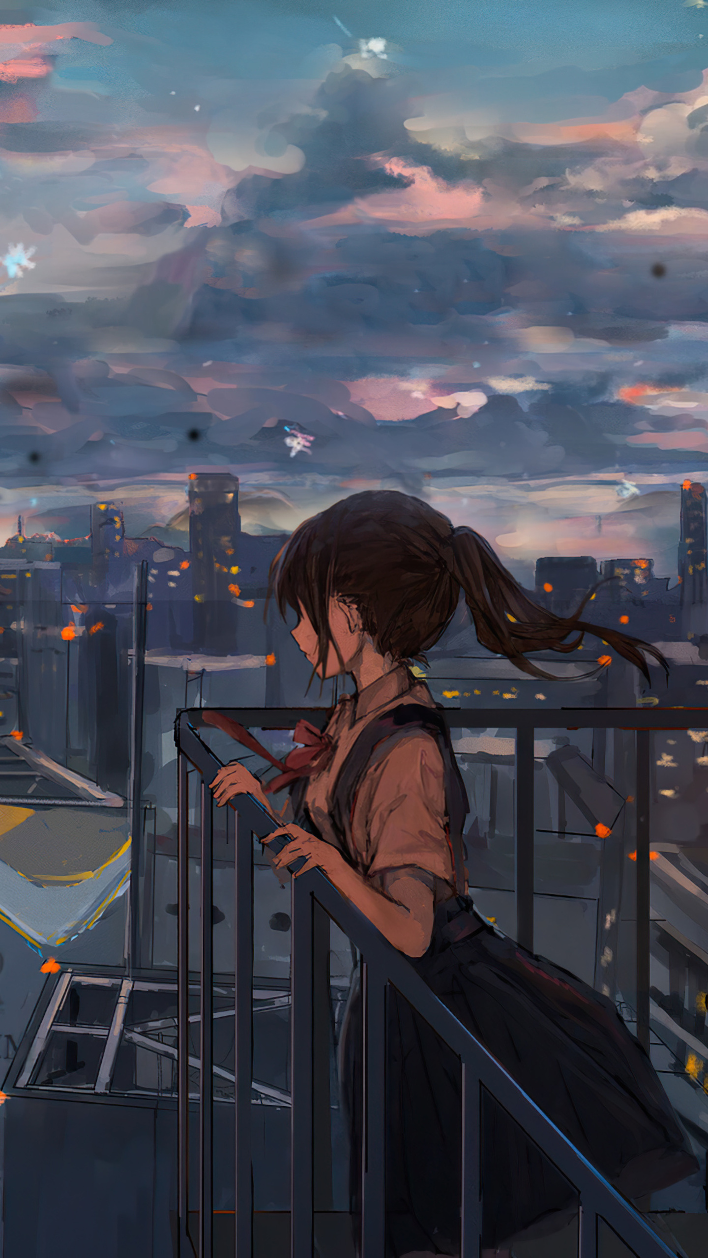 1440x2560 Cityscape Sky Anime Girl Peace Alone 4k Samsung Galaxy S6,S7 , Google Pixel XL ,Nexus 6,6P ,LG G5 HD 4k Wallpapers, Images, Backgrounds,  Photos and Pictures