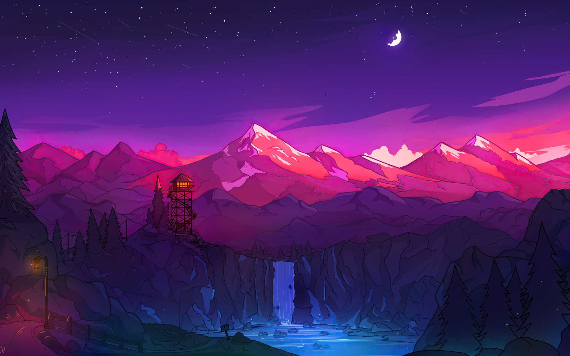 7680x4320 Colorful Mountains Night Minimal 8k 8K ,HD 4k Wallpapers