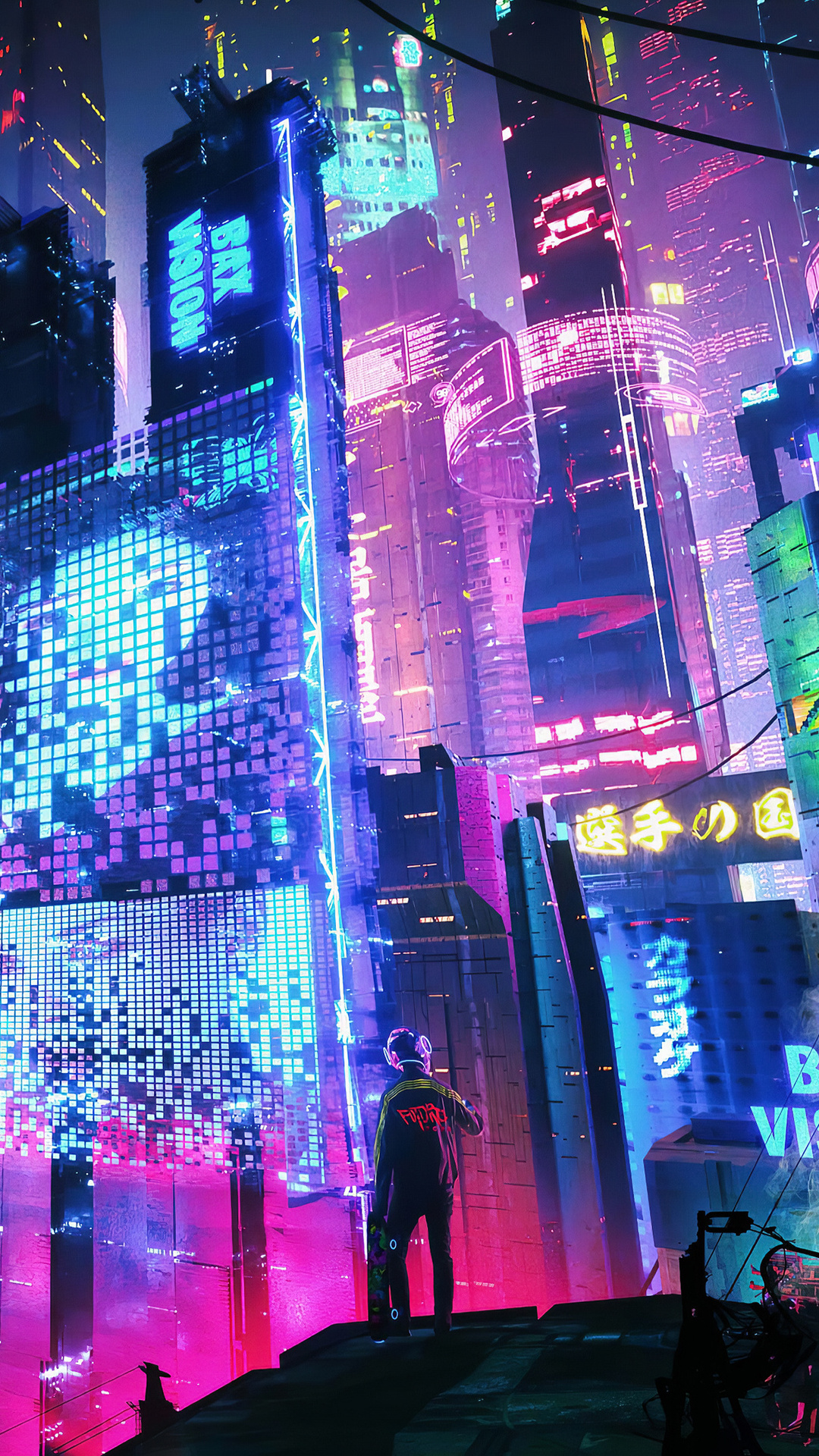 neon city wallpaper 4k phone