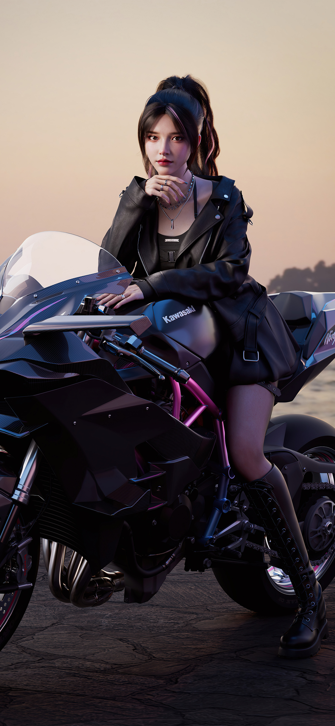 1125x2436 Cool Asian Girl On Ninja H2r Iphone XS,Iphone 10,Iphone X HD 4k  Wallpapers, Images, Backgrounds, Photos and Pictures
