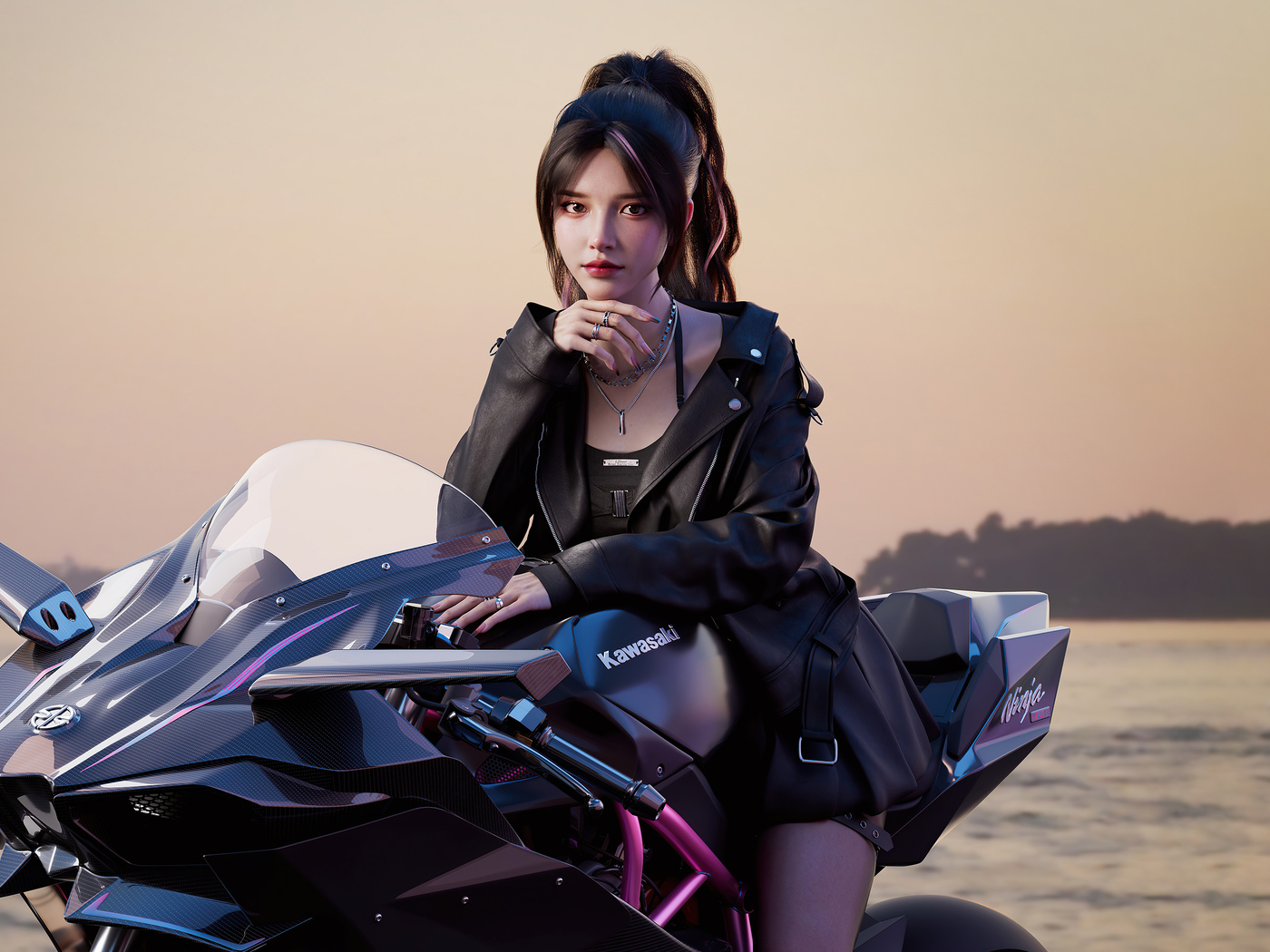 1400x1050 Cool Asian Girl On Ninja H2r 1400x1050 Resolution HD 4k Wallpapers,  Images, Backgrounds, Photos and Pictures