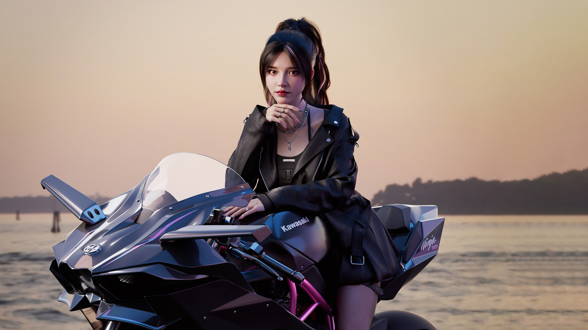 1920x1080 Cool Asian Girl On Ninja H2r Laptop Full HD 1080P HD 4k Wallpapers,  Images, Backgrounds, Photos and Pictures