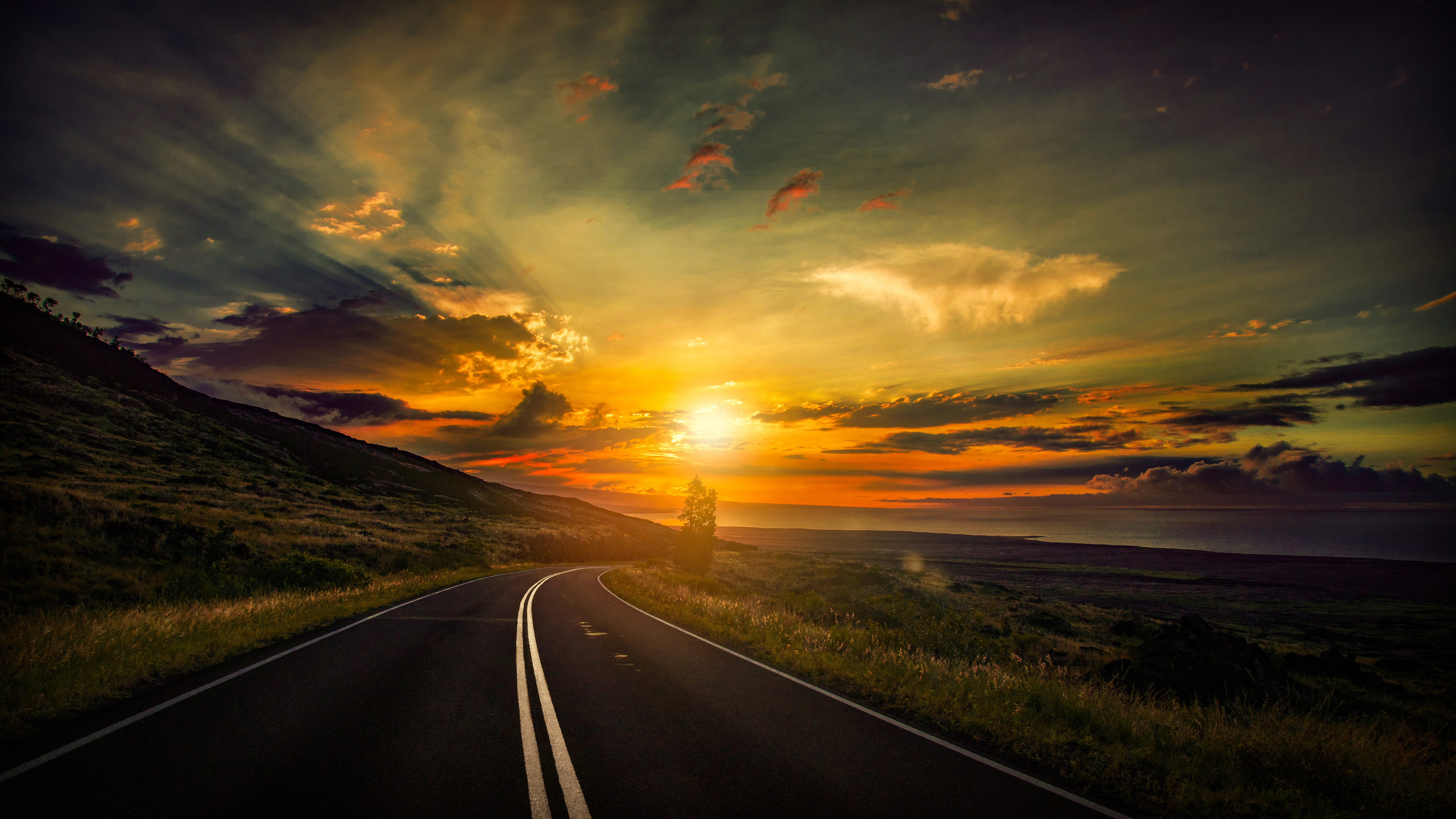 3840X2160 Cool Sunset Road View 8K 4K ,Hd 4K Wallpapers,Images