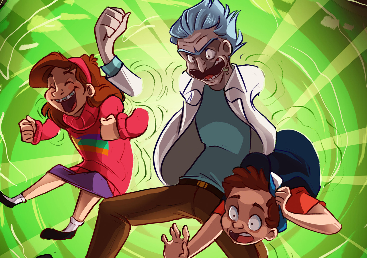 1280x900 Crossover Rick And Morty Gravity Falls 1280x900 Resolution HD ...