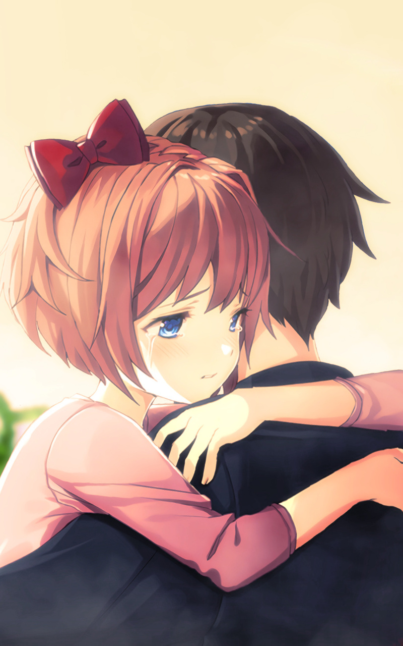 Cute Anime Couple Hug In 800x1280 Resolution. cute-anime-couple-hug...