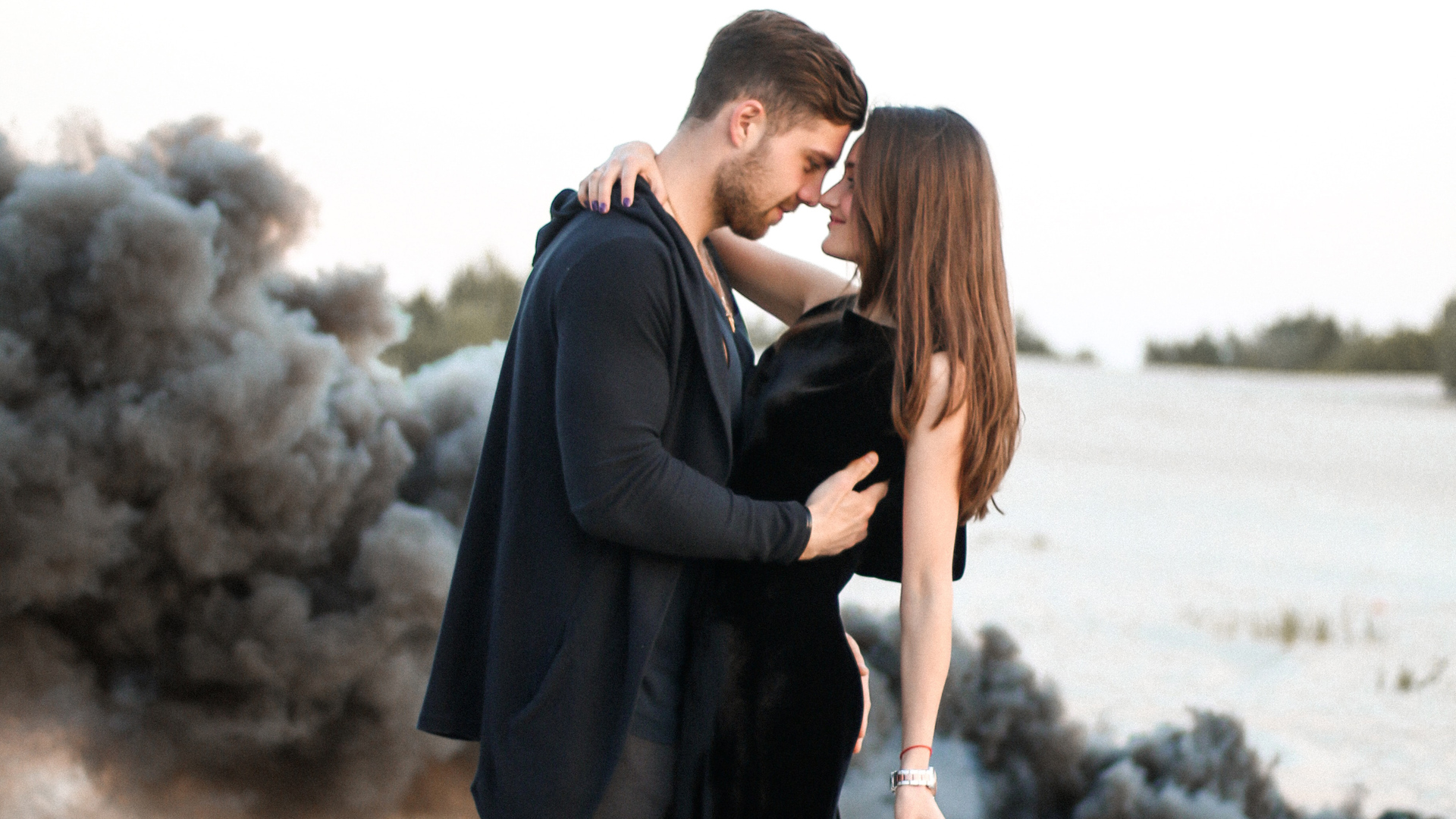 1920x1080 Cute Couple Black Clothing Beach Side Laptop Full HD 1080P HD 4k  Wallpapers, Images, Backgrounds, Photos and Pictures