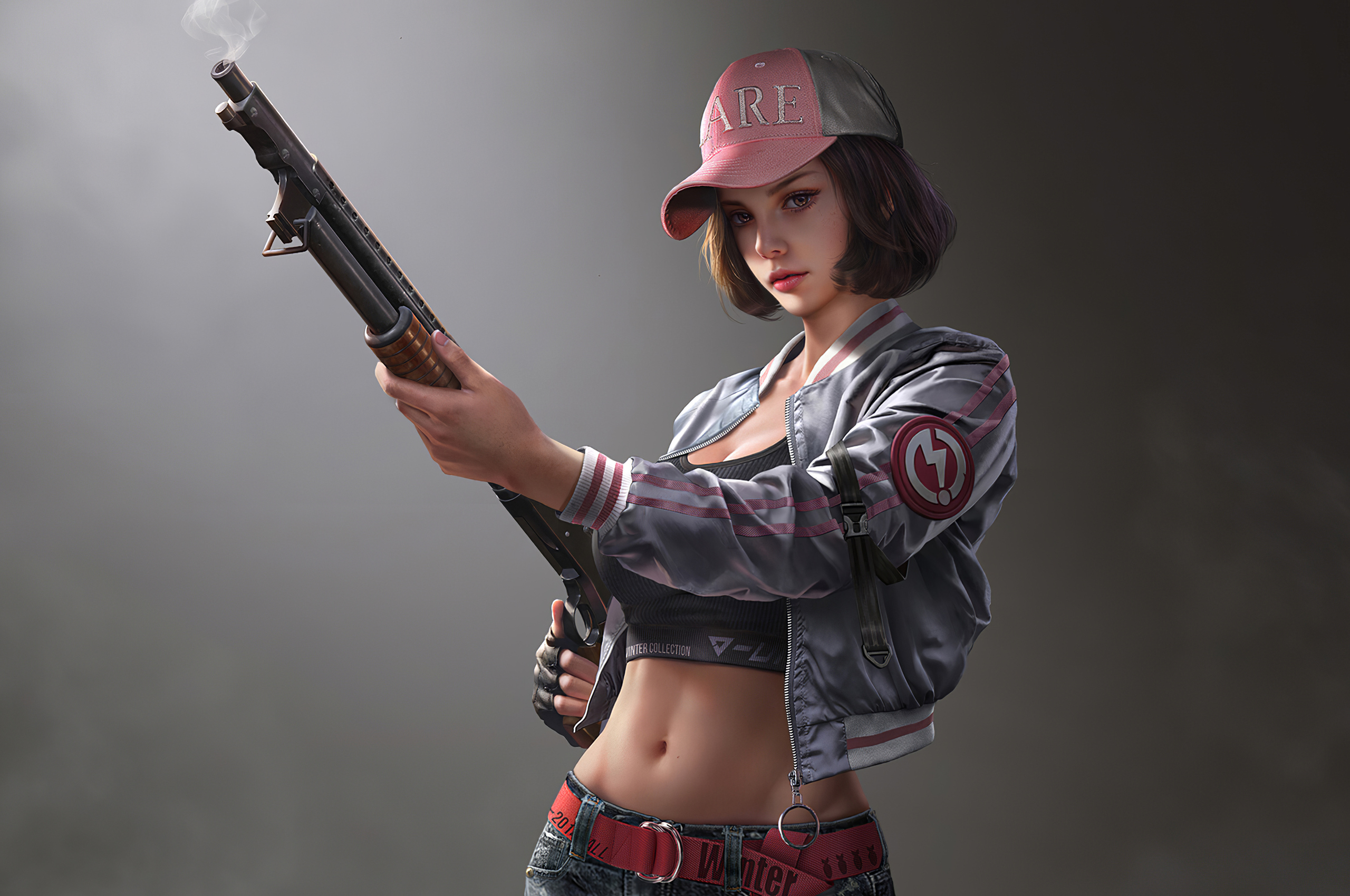 Cute Girl Wearing Cap With Gun In 2560x1700 Resolution. cute-girl-wearing-c...