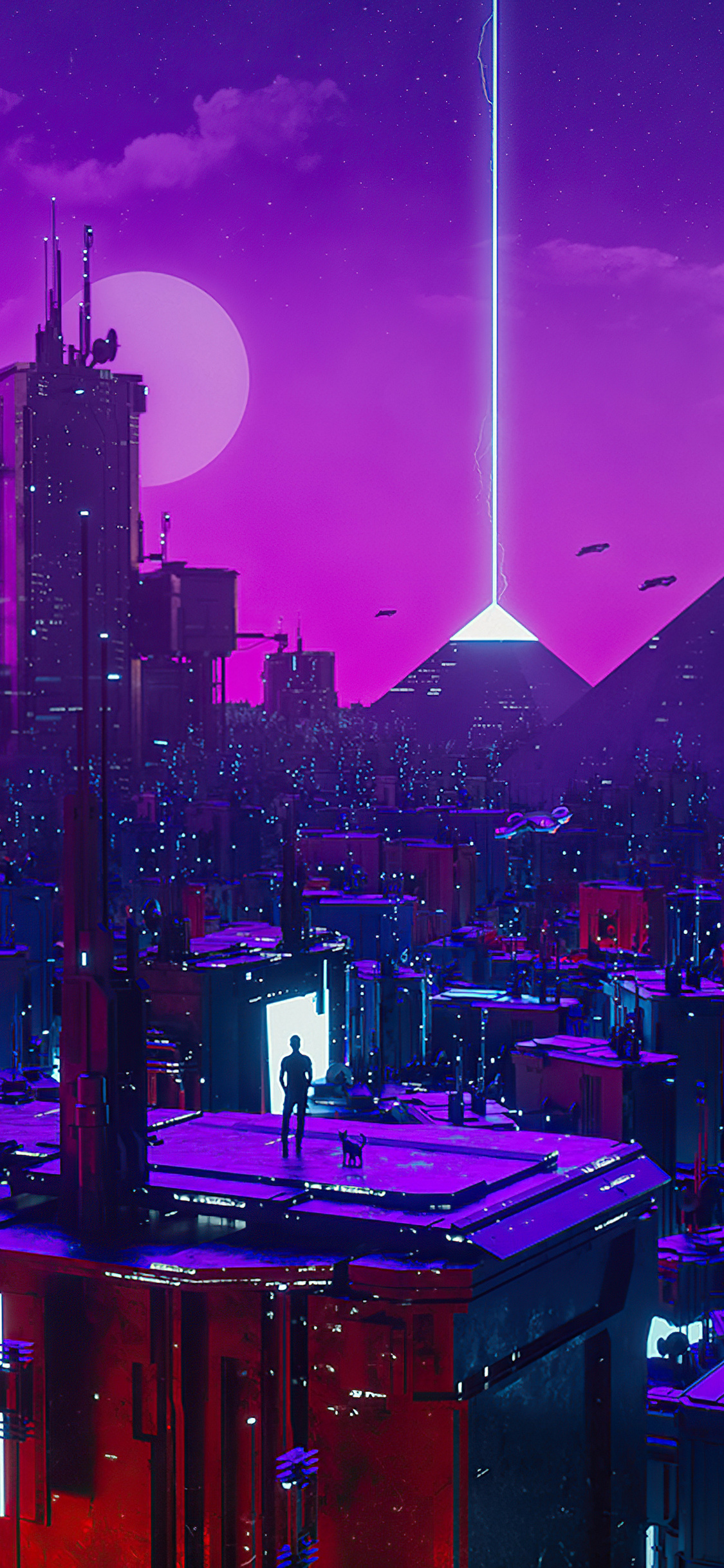 Download Neon City Lights Cyberpunk iPhone X Wallpaper