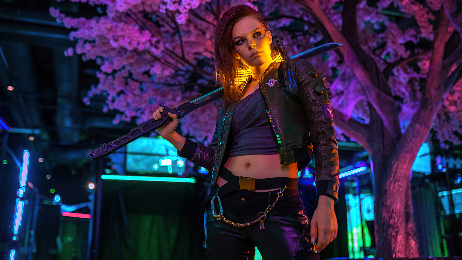 1920x1080 Cyberpunk 2077 V Character Cosplay 5k Laptop Full HD 1080P