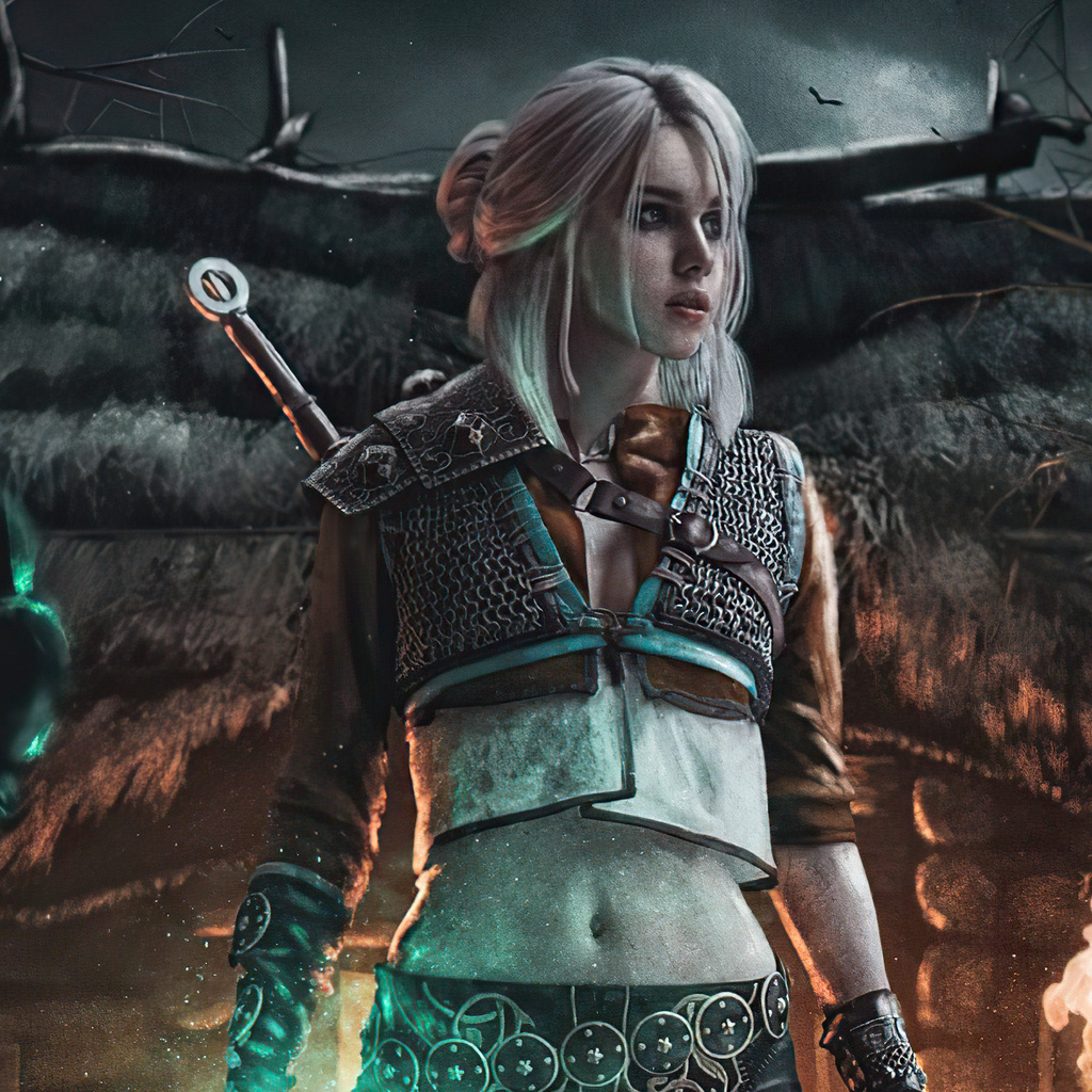 1024x1024 Cyberpunk Ciri The Witcher 3 4k 1024x1024 Resolution HD 4k ...