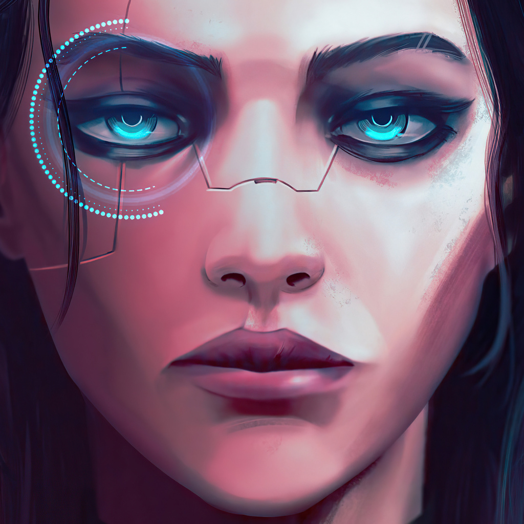 1024x1024 Cyberpunk Girl Portrait 5k 1024x1024 Resolution HD 4k ...