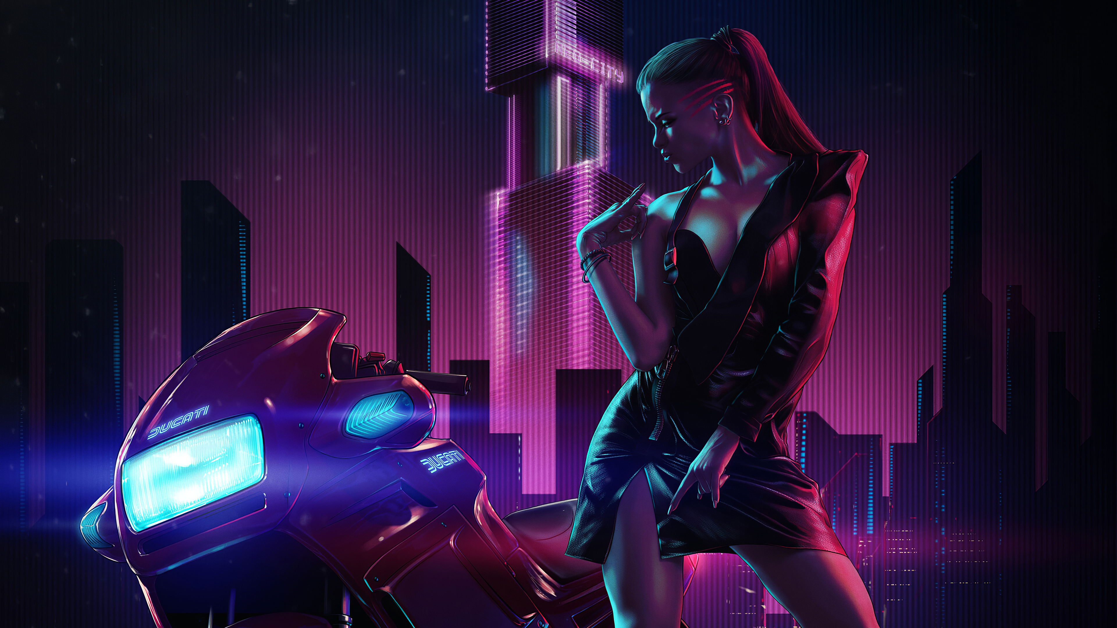 3840x2160 Cyberpunk Girl With Ducati 4k 4k Hd 4k Wallpapersimagesbackgroundsphotos And Pictures 6932