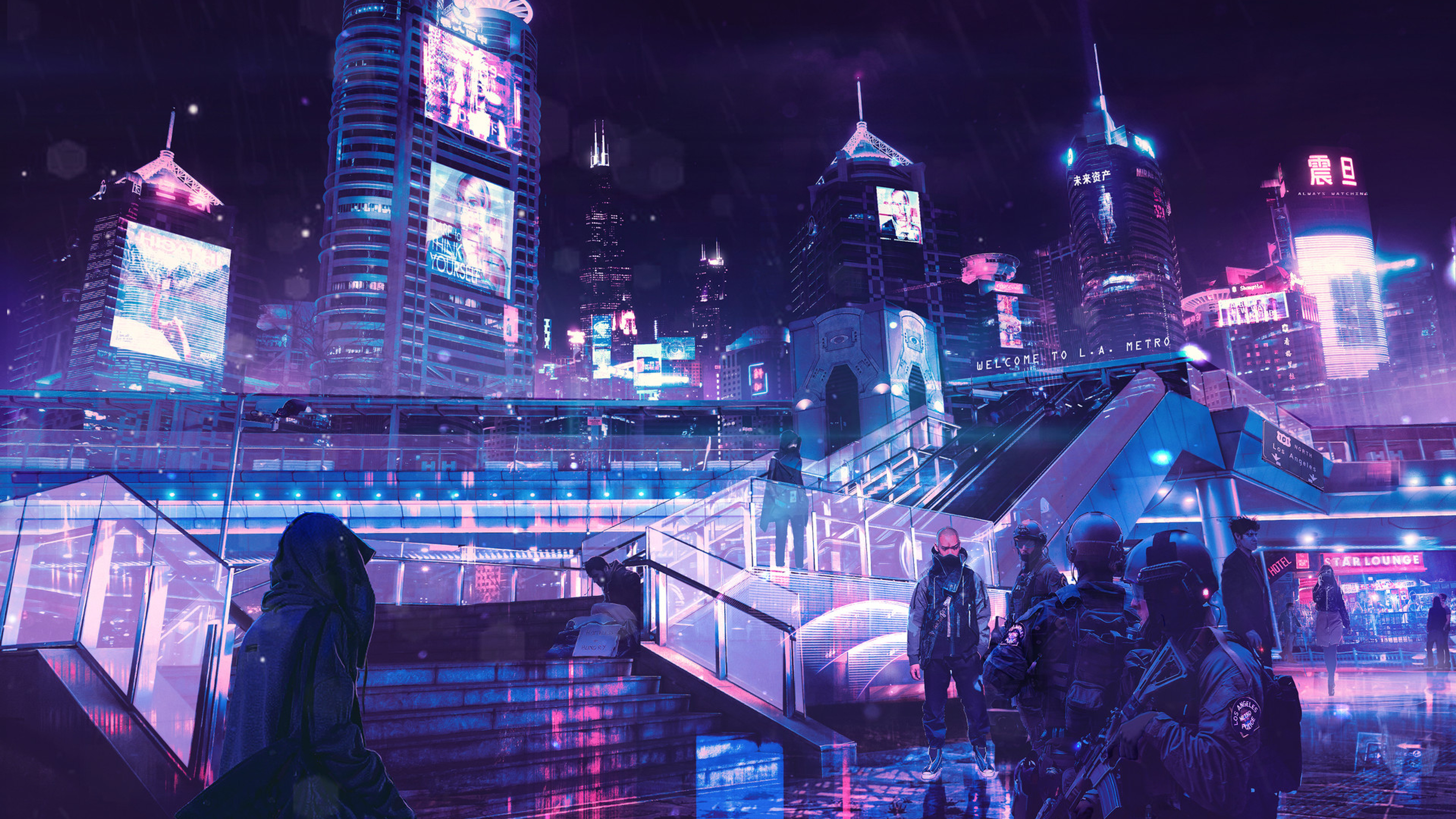 Download wallpaper 3840x2160 cyberpunk, city, buildings, art 4k wallpaper, uhd  wallpaper, 16:9 widescreen 3840x2160 hd background, 25488