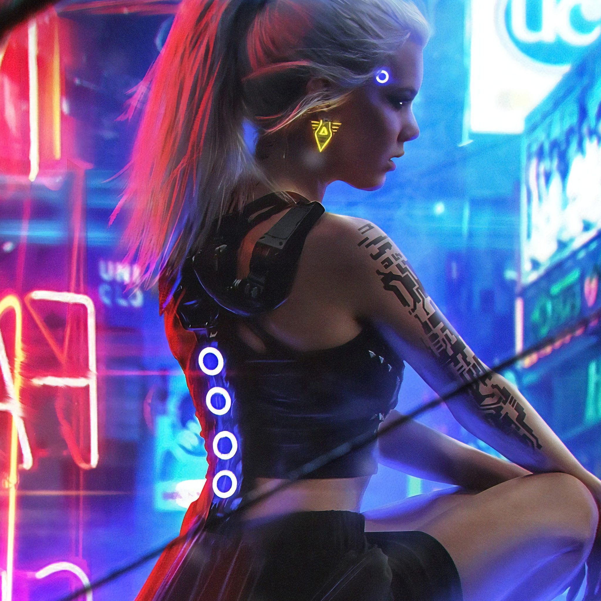 2048x2048 Cyberpunk Neon Girl 4k Ipad Air HD 4k Wallpapers, Images,  Backgrounds, Photos and Pictures