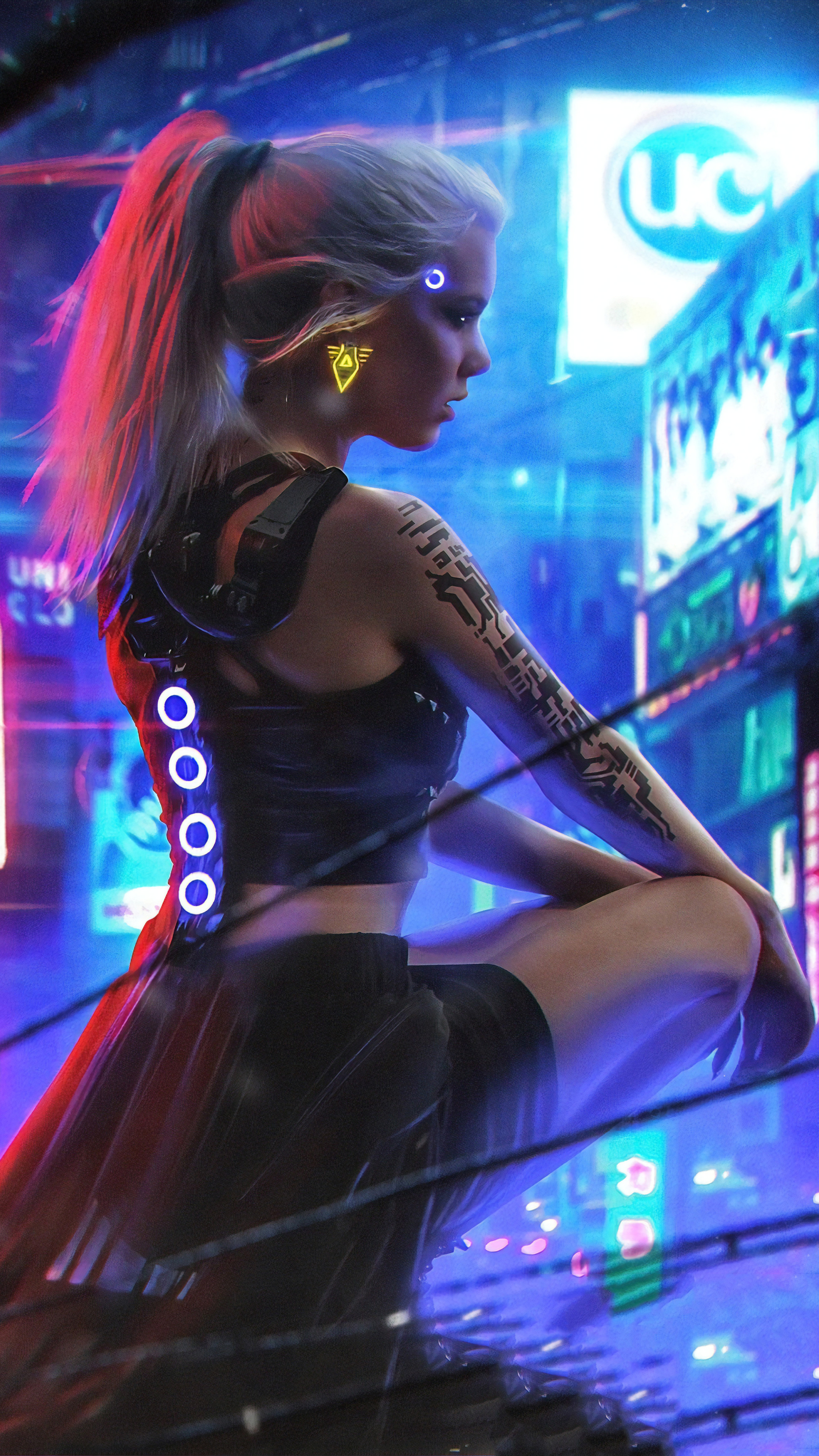 2160x3840 Cyberpunk Neon Girl 4k Sony Xperia X,XZ,Z5 ...