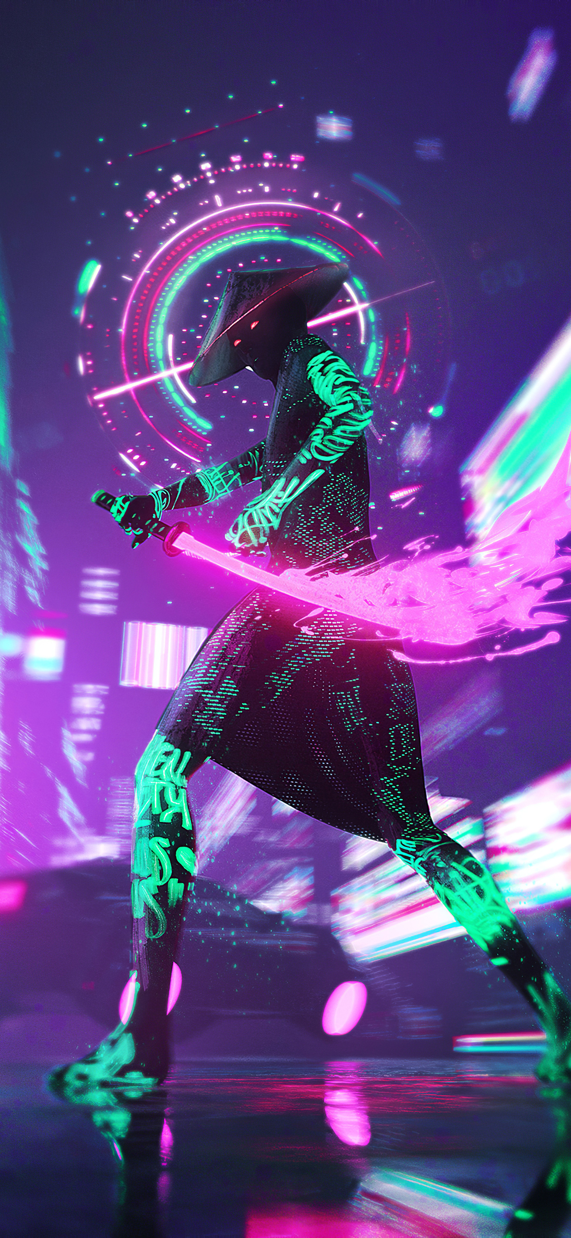 1125x2436 Cyberpunk Neon With Sword 4k Iphone XS,Iphone 10,Iphone X ,HD 4k  Wallpapers,Images,Backgrounds,Photos and Pictures