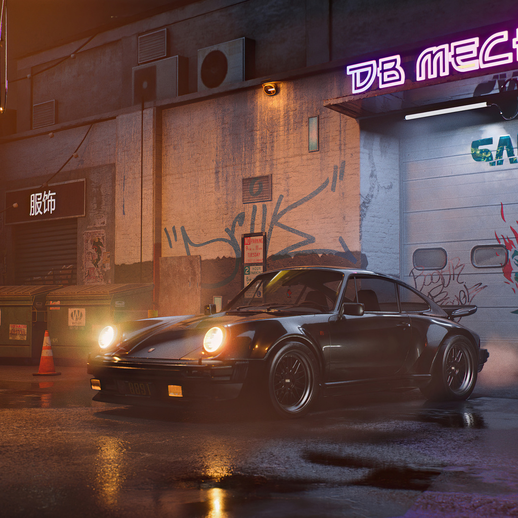 1024x1024 Cyberpunk Porsche Samurai 5k 1024x1024 Resolution HD 4k ...