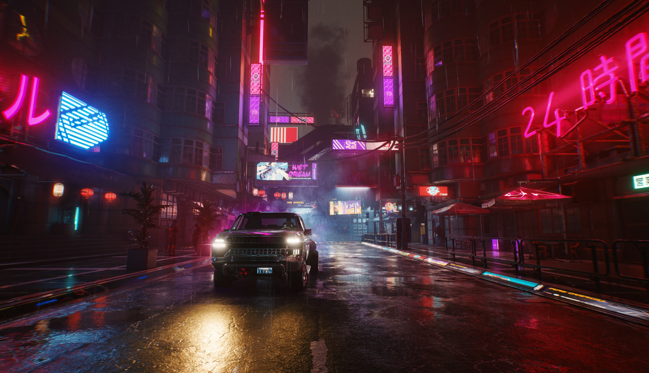 Cyberpunk Street Neon Night Wallpaper 4K