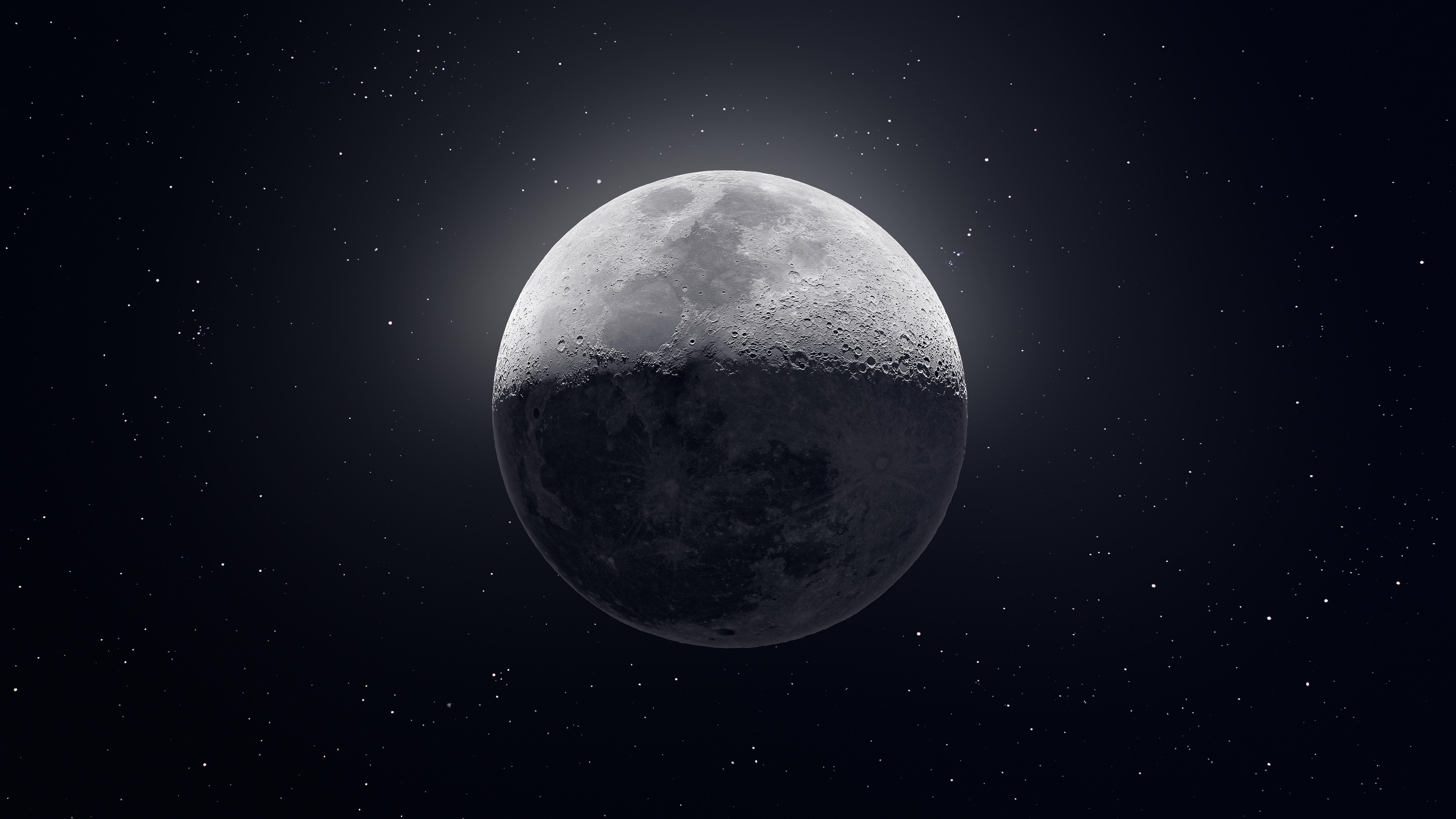 Download wallpaper 7680x4320 full moon, monochrome, space, dark 8k wallpaper,  7680x4320 8k background, 8483