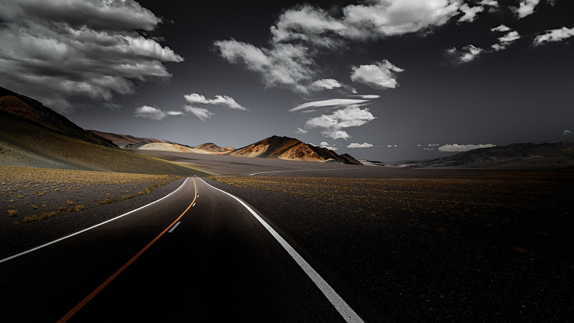 1920x1080 Dark Road Clouds Over Landscape View Front Laptop Full HD