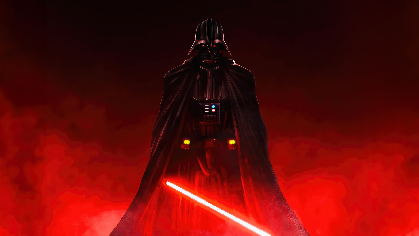 1366x768 Darth Vader Minimal In Fiery Red Laptop HD ,HD 4k Wallpapers ...