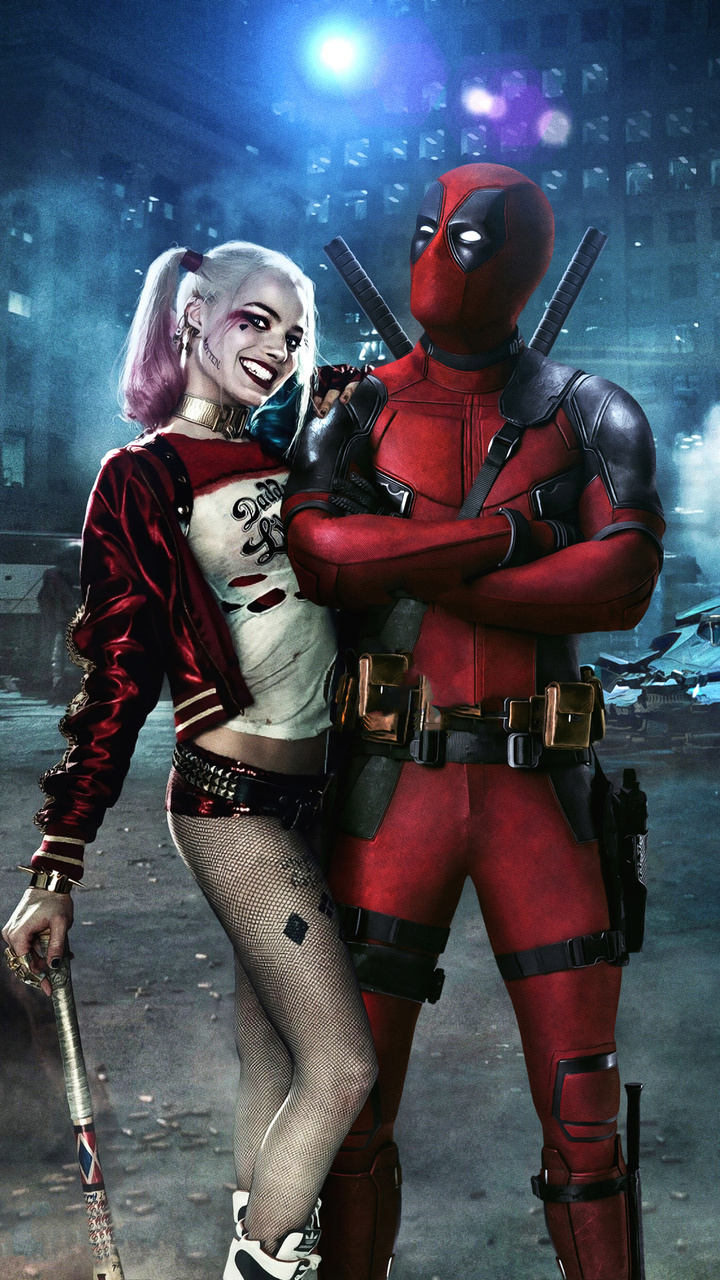 720x1280 Deadpool And Harley Quinn Art Moto G,X Xperia Z1,Z3 Compact ...