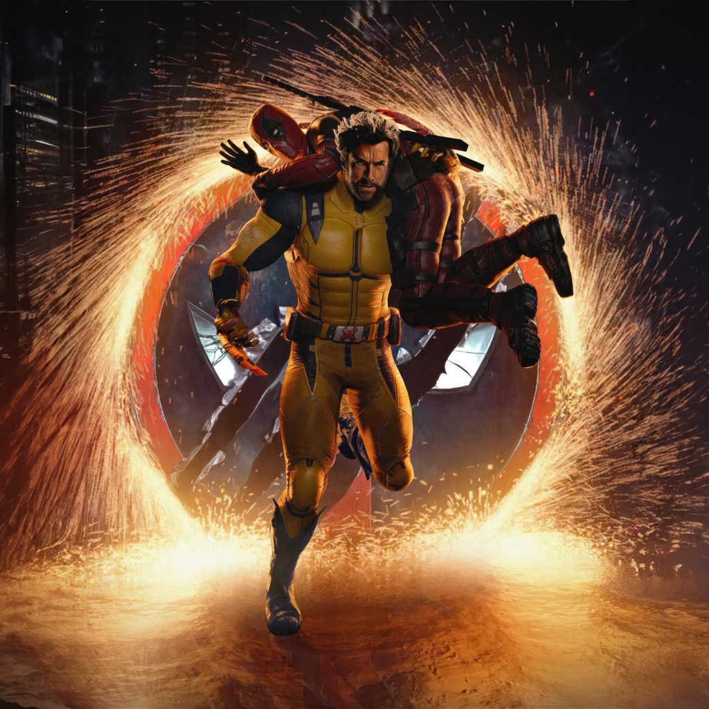 1024x1024 Deadpool And Wolverine In Deadpool 3 5k 1024x1024 Resolution ...