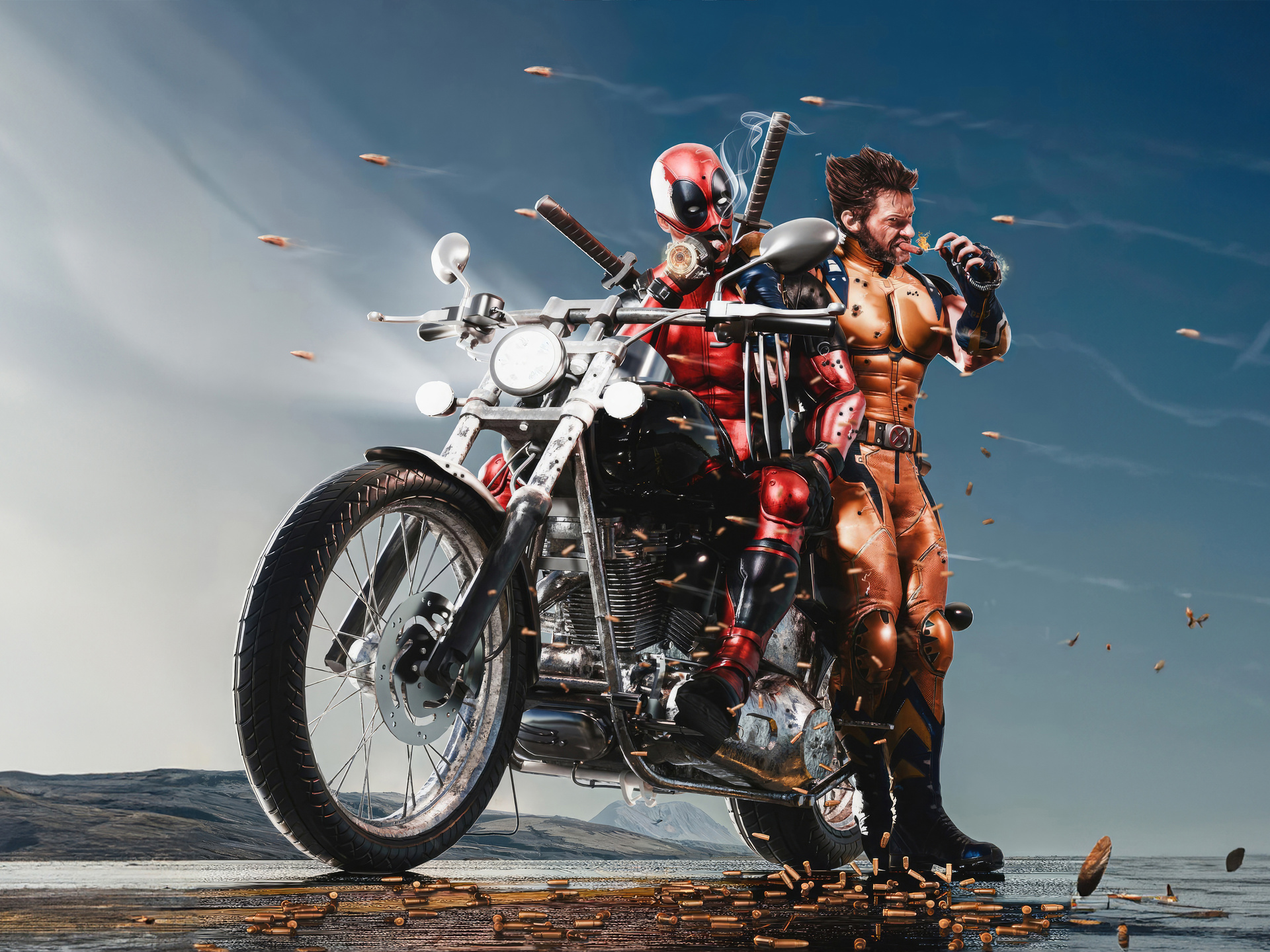 1920x1440 Deadpool And Wolverine Tear Up The Road 1920x1440 Resolution ...