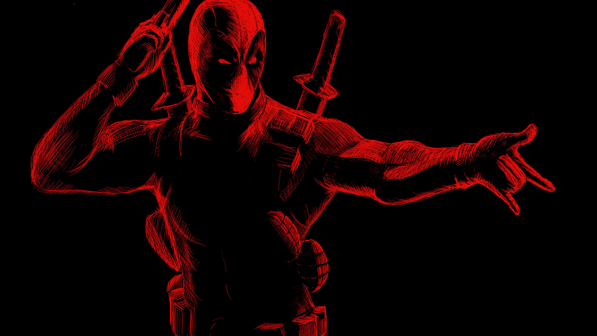 1920x1080 Deadpool Red Art Laptop Full HD 1080P ,HD 4k Wallpapers ...