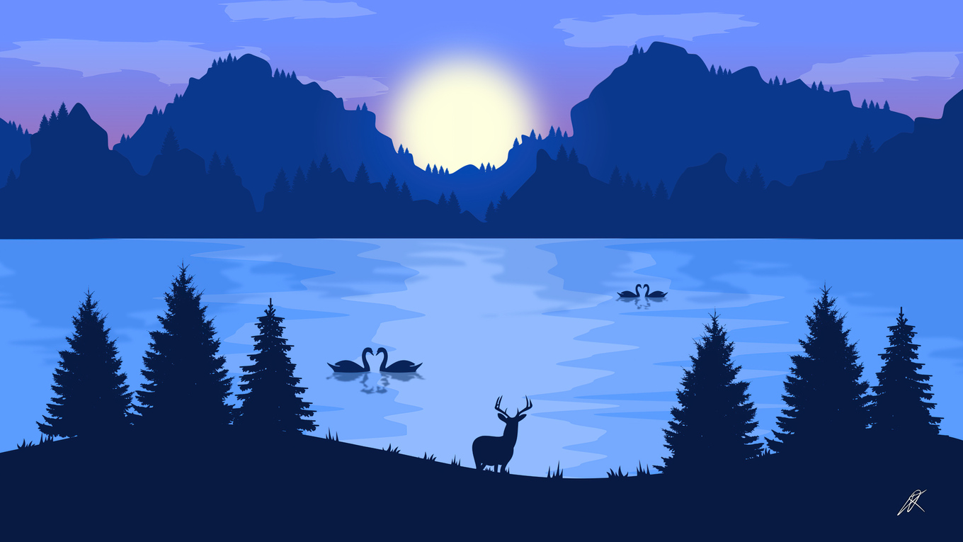 1360x765 Deer Swan Vector Illustration 1360x765 Resolution HD 4k ...