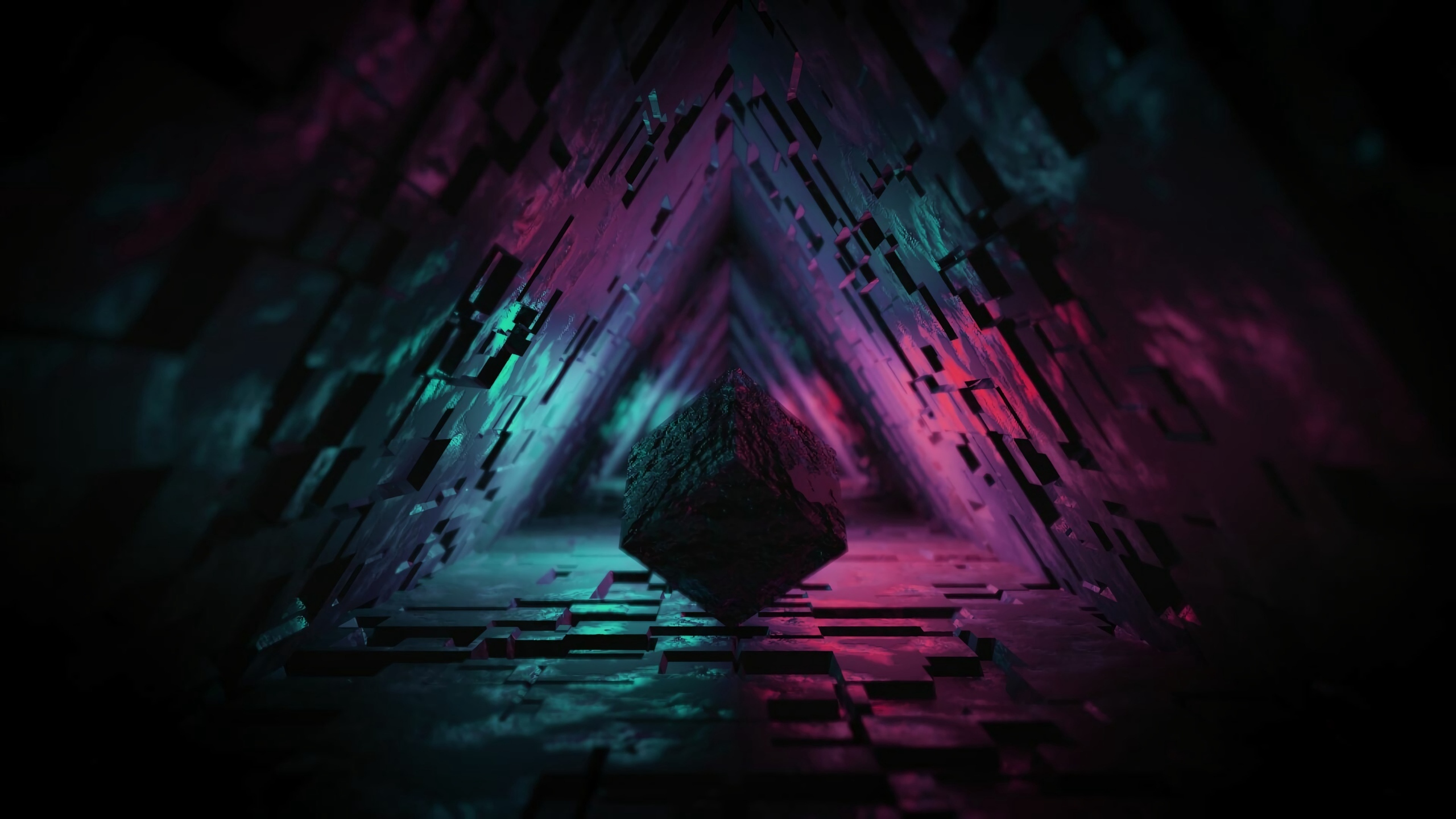 2560x1440 Digital Cave 3d Triangle 4k 1440p Resolution Hd 4k Wallpapers Images Backgrounds Photos And Pictures