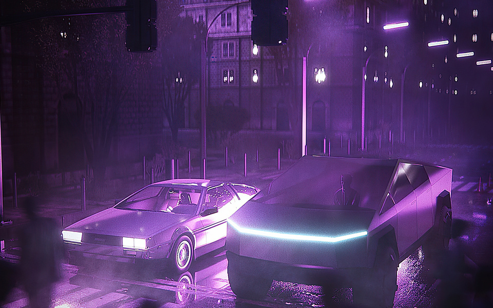 960x600 Dmc Delorean And Tesla Cybertruck Neon Life 960x600 Resolution ...