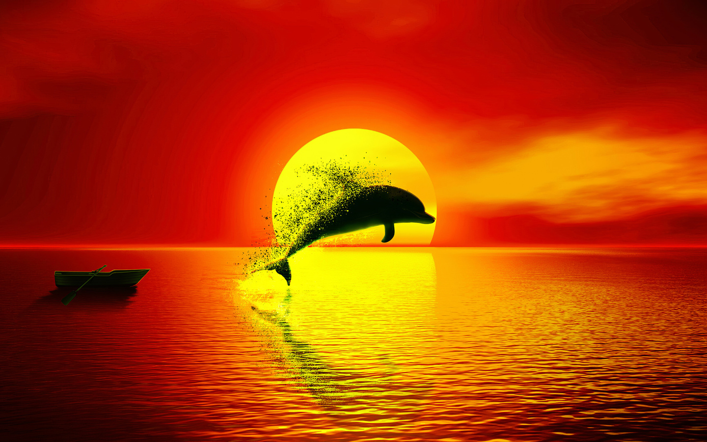 1440x900 Dolphin Dispersion Sunset 4k Wallpaper,1440x900 Resolution HD ...