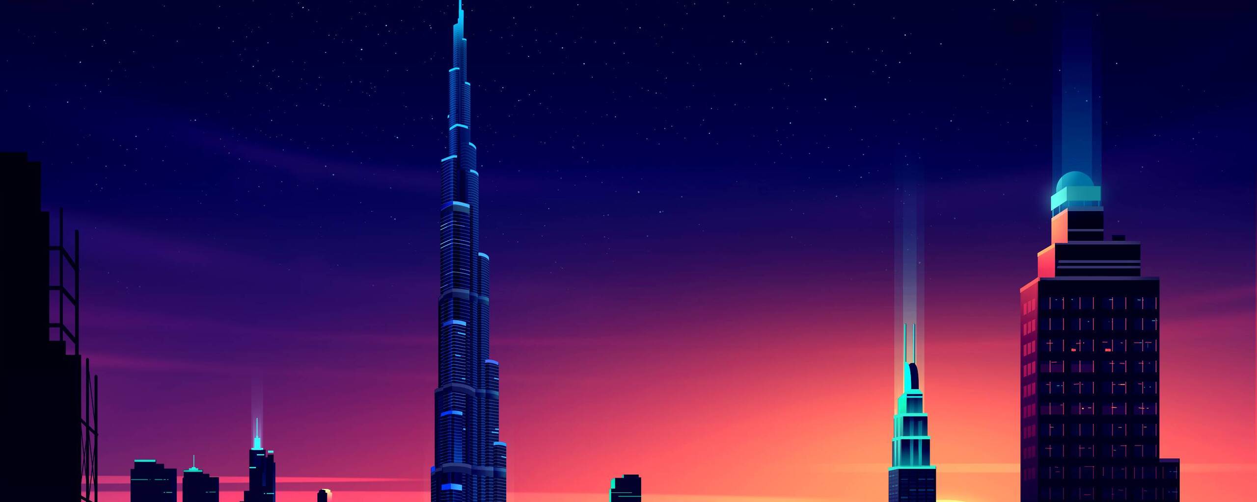 2560x1024 Dubai Burj Khalifa Minimalist 2560x1024 Resolution HD 4k  Wallpapers, Images, Backgrounds, Photos and Pictures