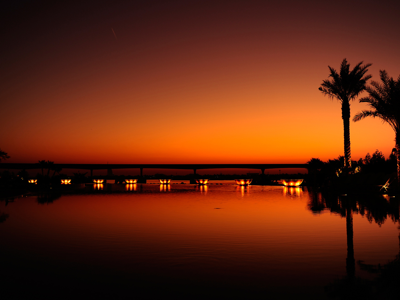1400x1050 Dubai Palm Trees Sunset Reflection Wallpaper,1400x1050 ...