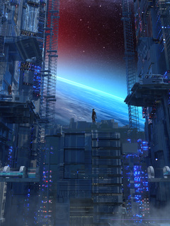 Edge Of The World Scifi Cyberpunk Wallpaper In 240x320 Resolution