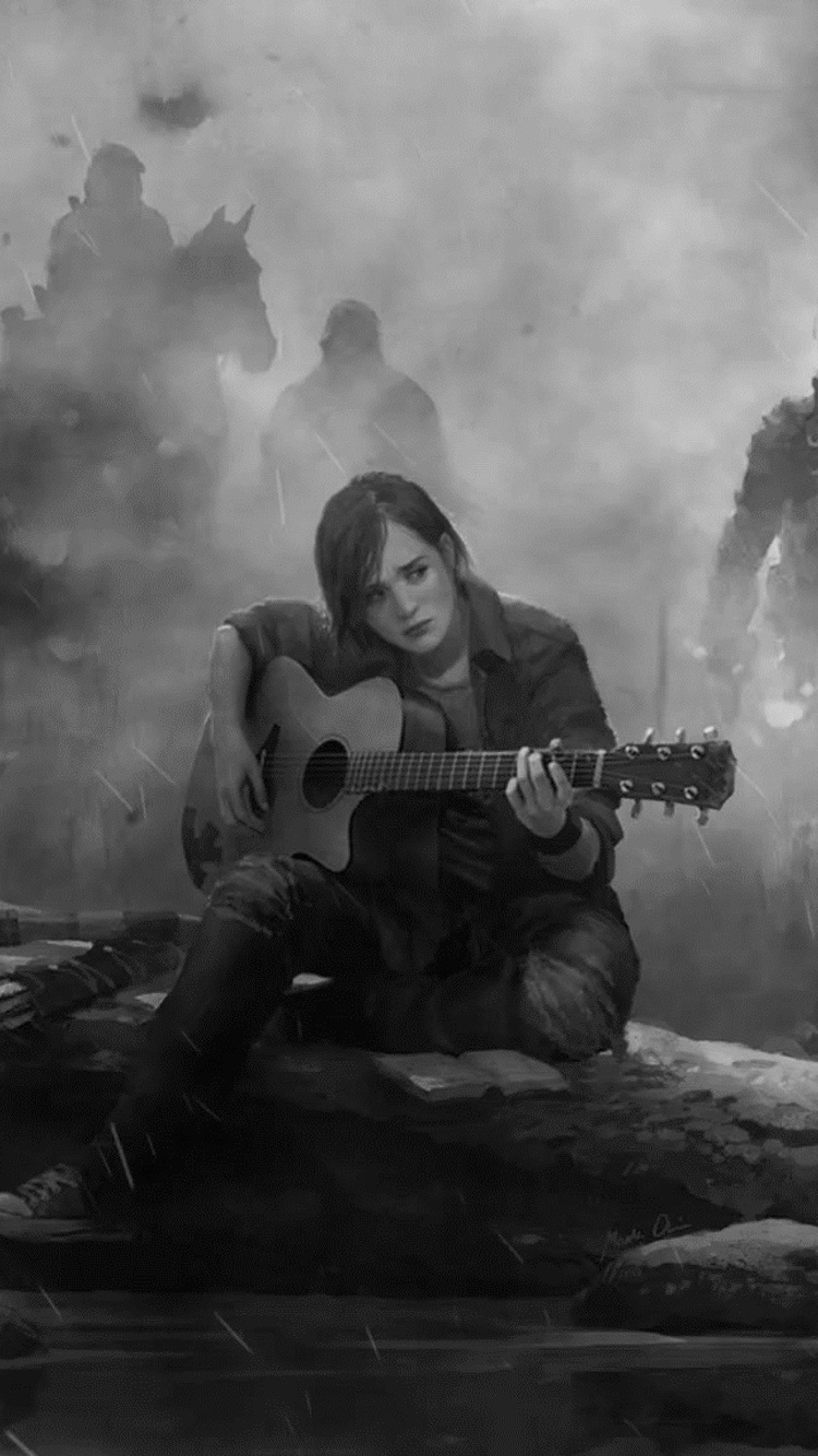 750x1334 Ellie The Last Of Us Part 2 Guitar Monochrome Iphone 6