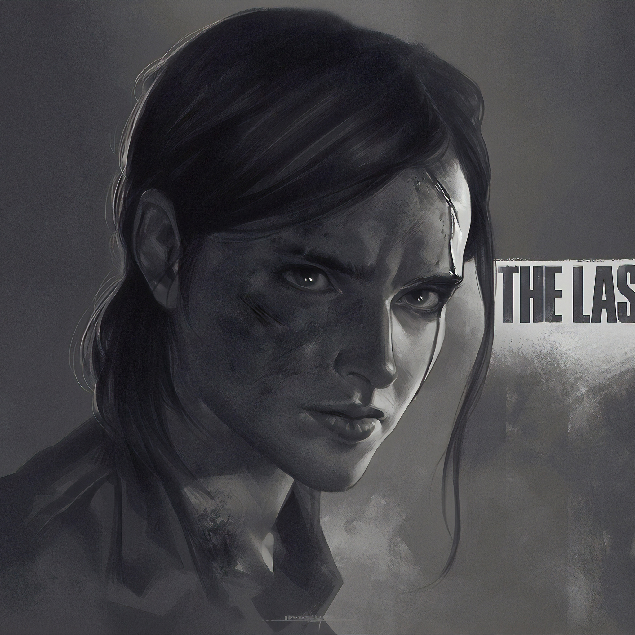 2048x2048 Ellie The Last Of Us Part 2 Monochrome Poster 4k Ipad Air HD 4k  Wallpapers, Images, Backgrounds, Photos and Pictures