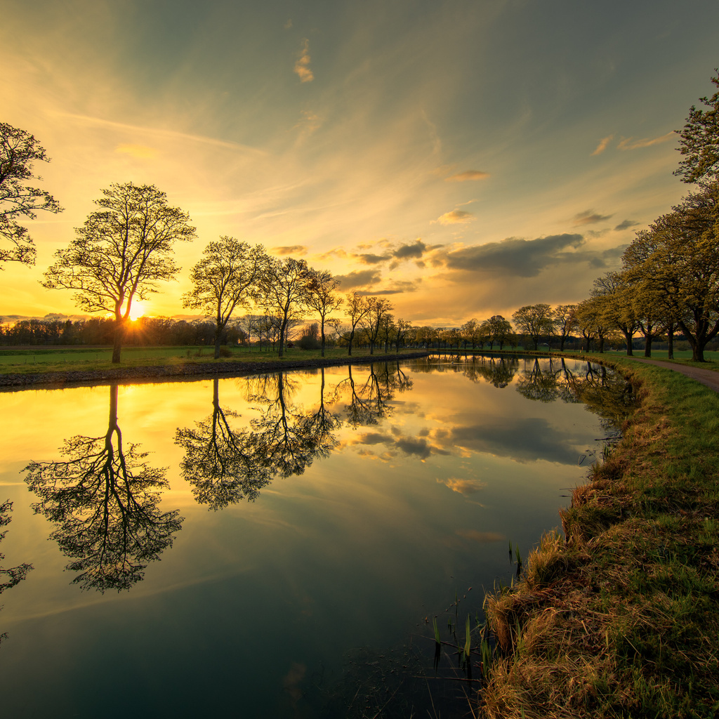 1024x1024 Evening By The Canal 5k 1024x1024 Resolution HD 4k Wallpapers ...