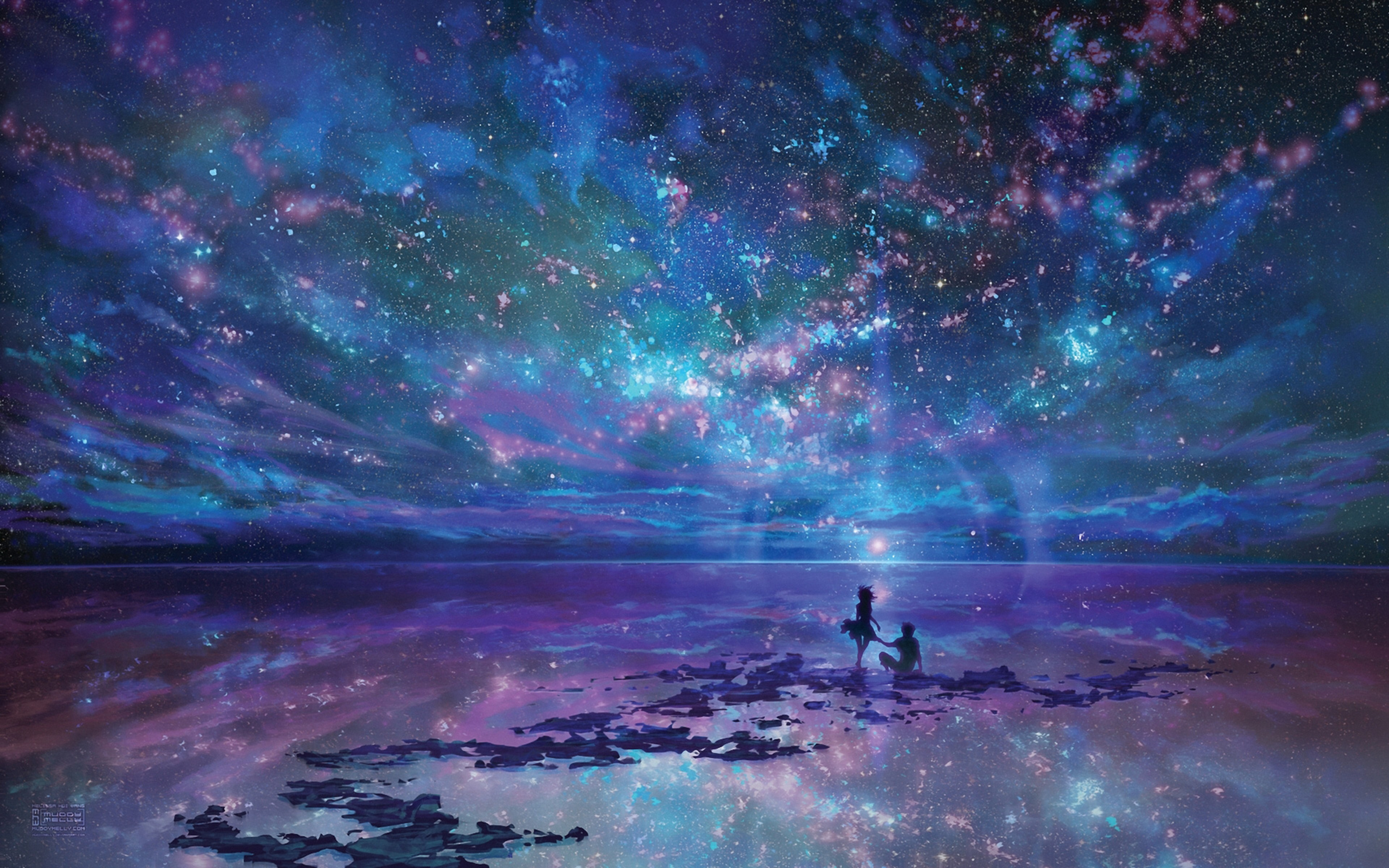 Бесконечное вдохновение. Волшебное небо. Космический пейзаж. Волшебное ночное небо. Красивый арт.