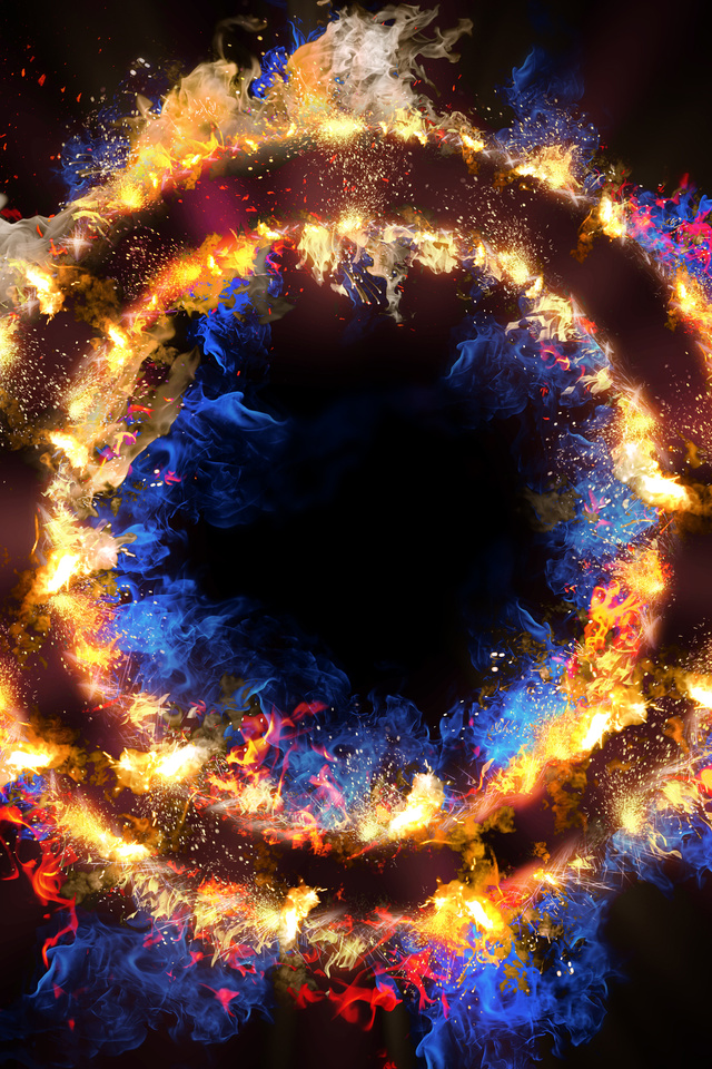 640x960 Flame Circle 3d Abstract 5k iPhone 4, iPhone 4S HD ...