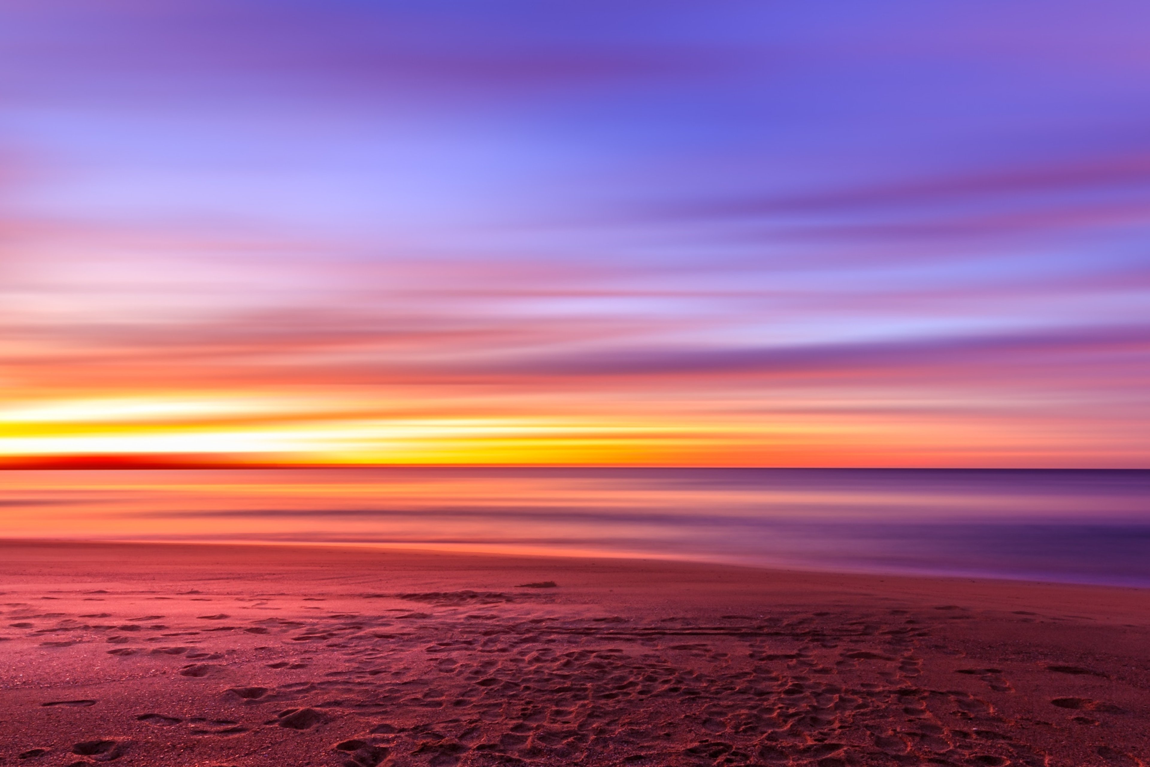 3840x2560 Footsteps At Beach Evening Sunset 3840x2560 Resolution HD 4k ...