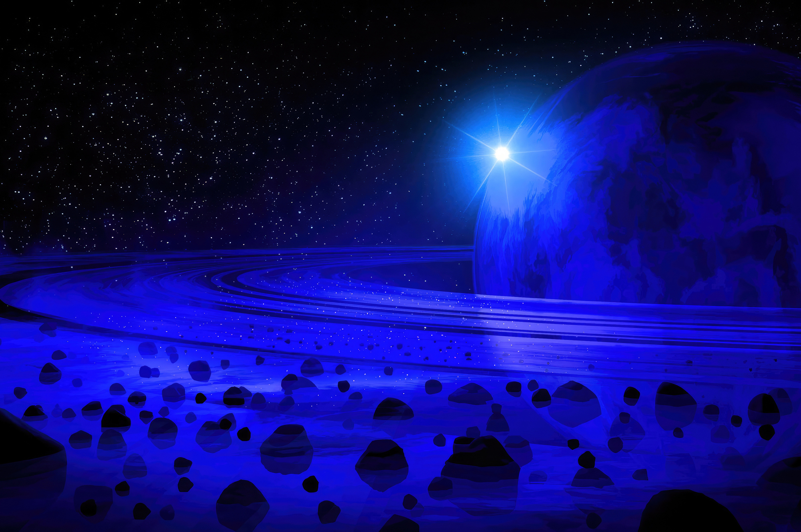 2560x1700 Frozen Fortress Ice Planet Encircled By Rocks Chromebook ...