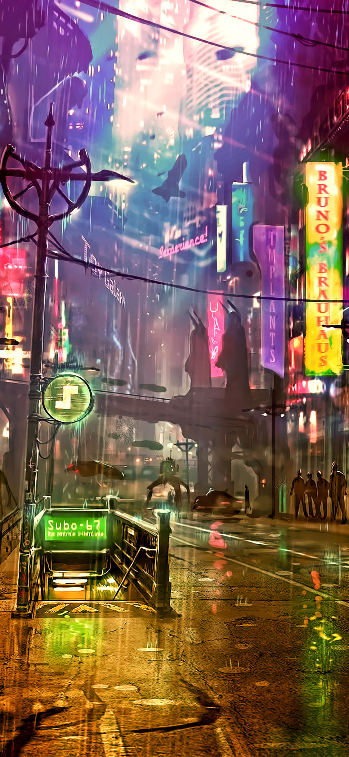 Download Girl On Road Cyberpunk iPhone X Wallpaper