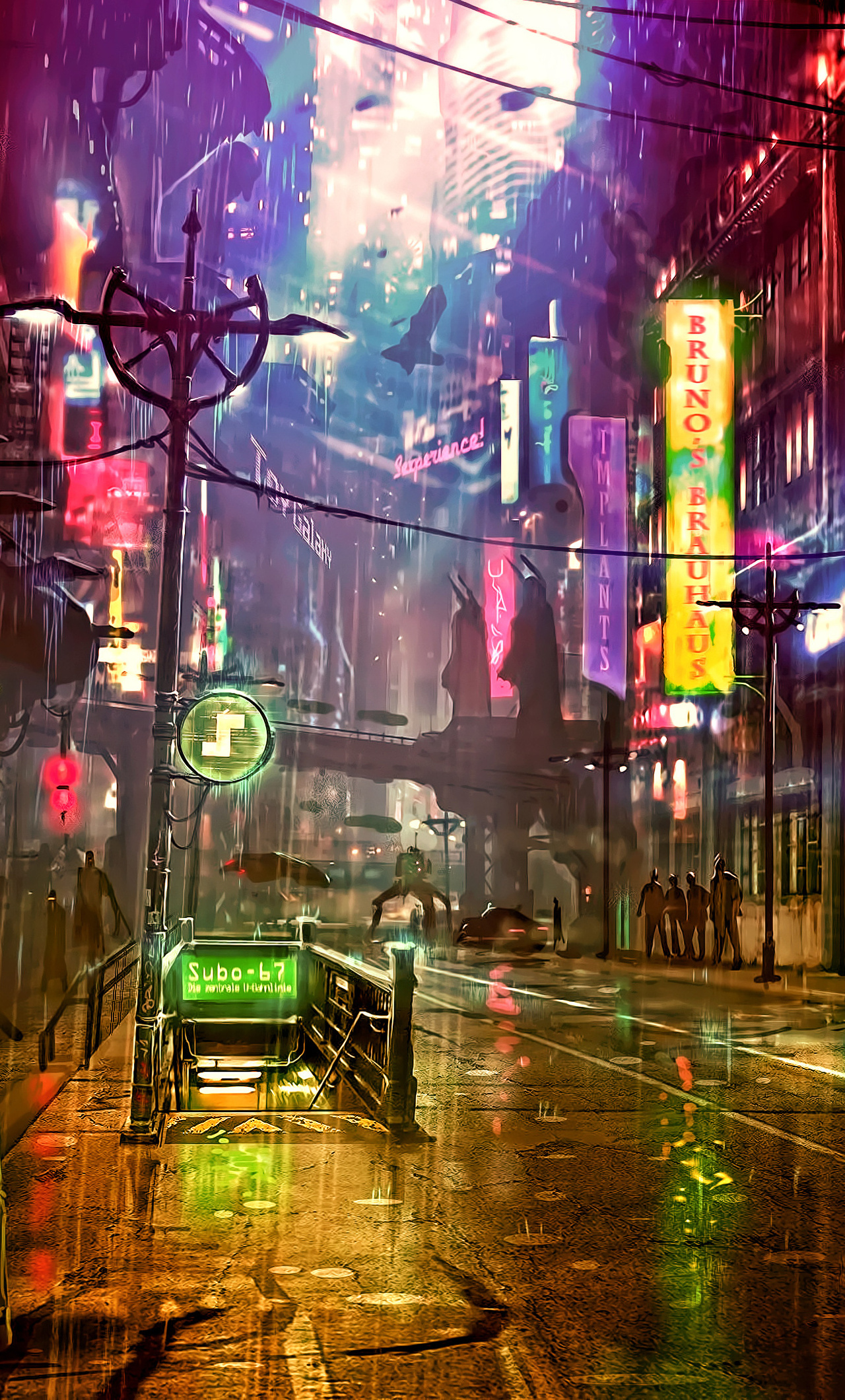 Cyberpunk Neon City Night. Futuristic City Scene in a Style of Pixel Art.  80 S Wallpaper. Retro Future Stock Illustration - Illustration of  background, blue: 267715191