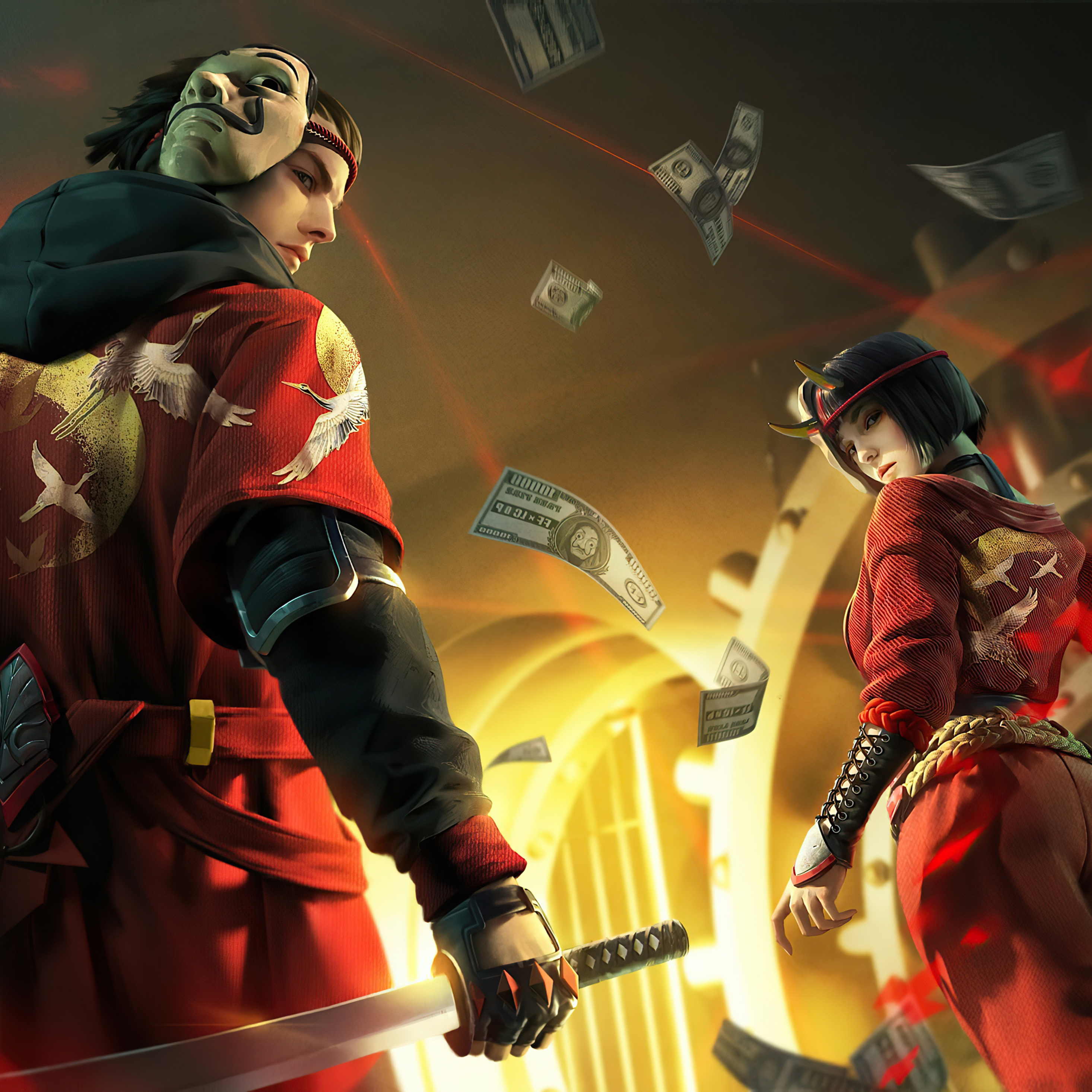 2932x2932 Garena Free Fire Shinobi And Kunoichi Ipad Pro Retina Display